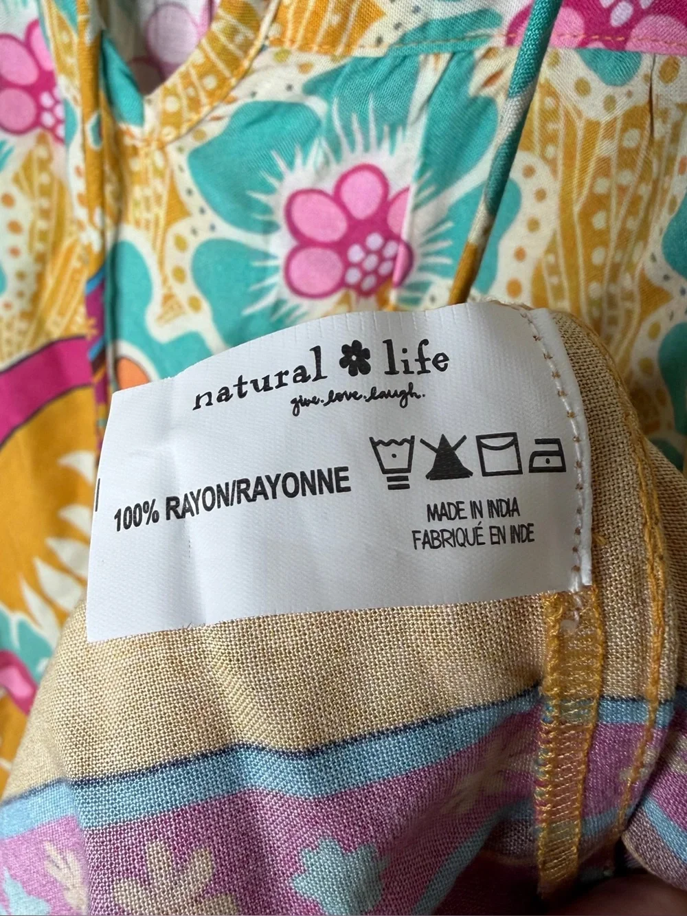 Natural Life Maribel Matching Top & Shorts Set Size Small/Medium Mustard Floral